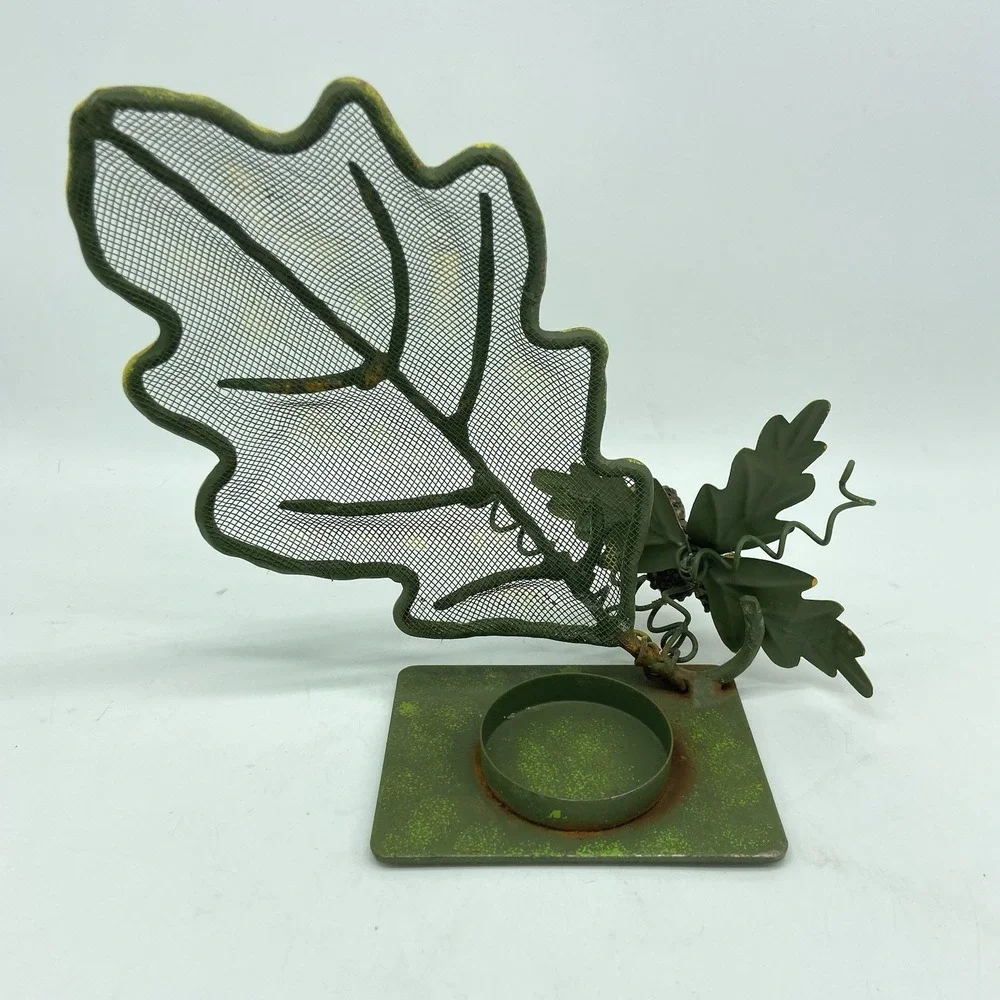Leaf-Shaped Metal Tea Light Holder Rustic Farmhouse Harvest Fall Cottagecore